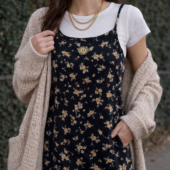 Urban Outfitters Dresses & Skirts - Urban Outfitters URBN Floral Slip Dress Black Mini Size S P Cottagecore